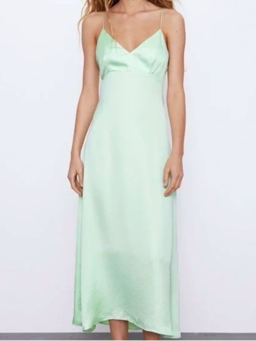 Zara Satin Effect Cut Out Slip Dress
